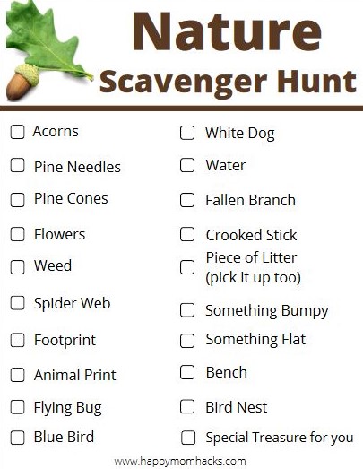 Nature scavenger hunt Google share link